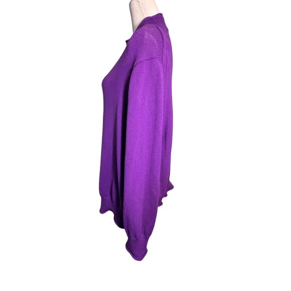 J.Crew, women’s size 3X rolled hem Mock neck purple knit preppy Y2K sweater. - Picture 4 of 10